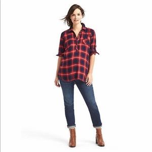Gap red & blue plaid flannel tunic
